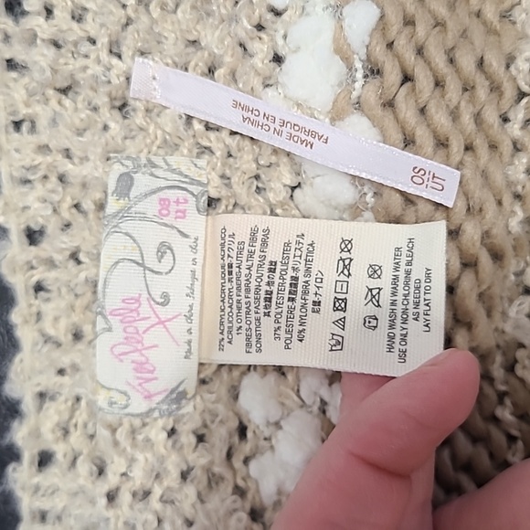 Free People Womens Big Dipper fringe poncho One Size boho preppy casual knit - Picture 5 of 7